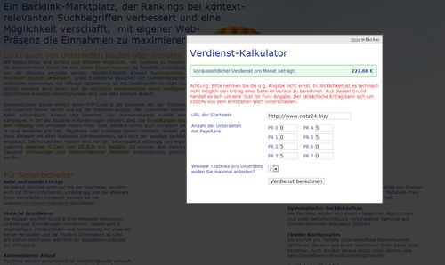 Beispielrechner Backlinkseller