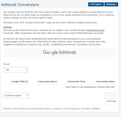 Tarifcheck24 AdWords-Conversion-Tracking