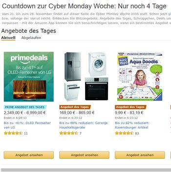 Amazon Cyber Monday Woche, Black Friday