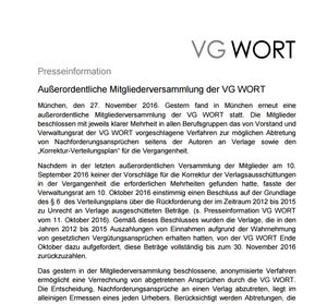 VG Wort Pressemitteilung