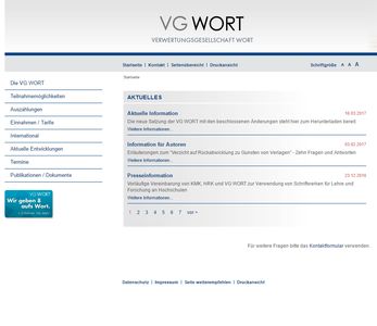 VG Wort Website